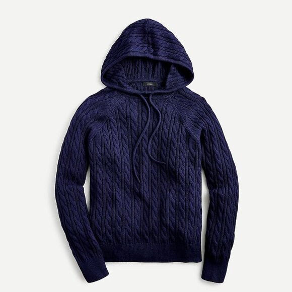 NWT J.Crew Cable-knit Hoodie in Cotton-Cashmere - Picture 1 of 1